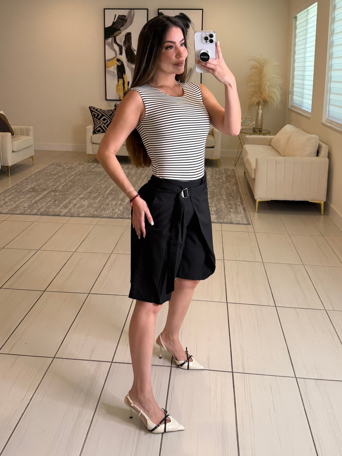 Horizontal Stripes White and Black Bodysuit