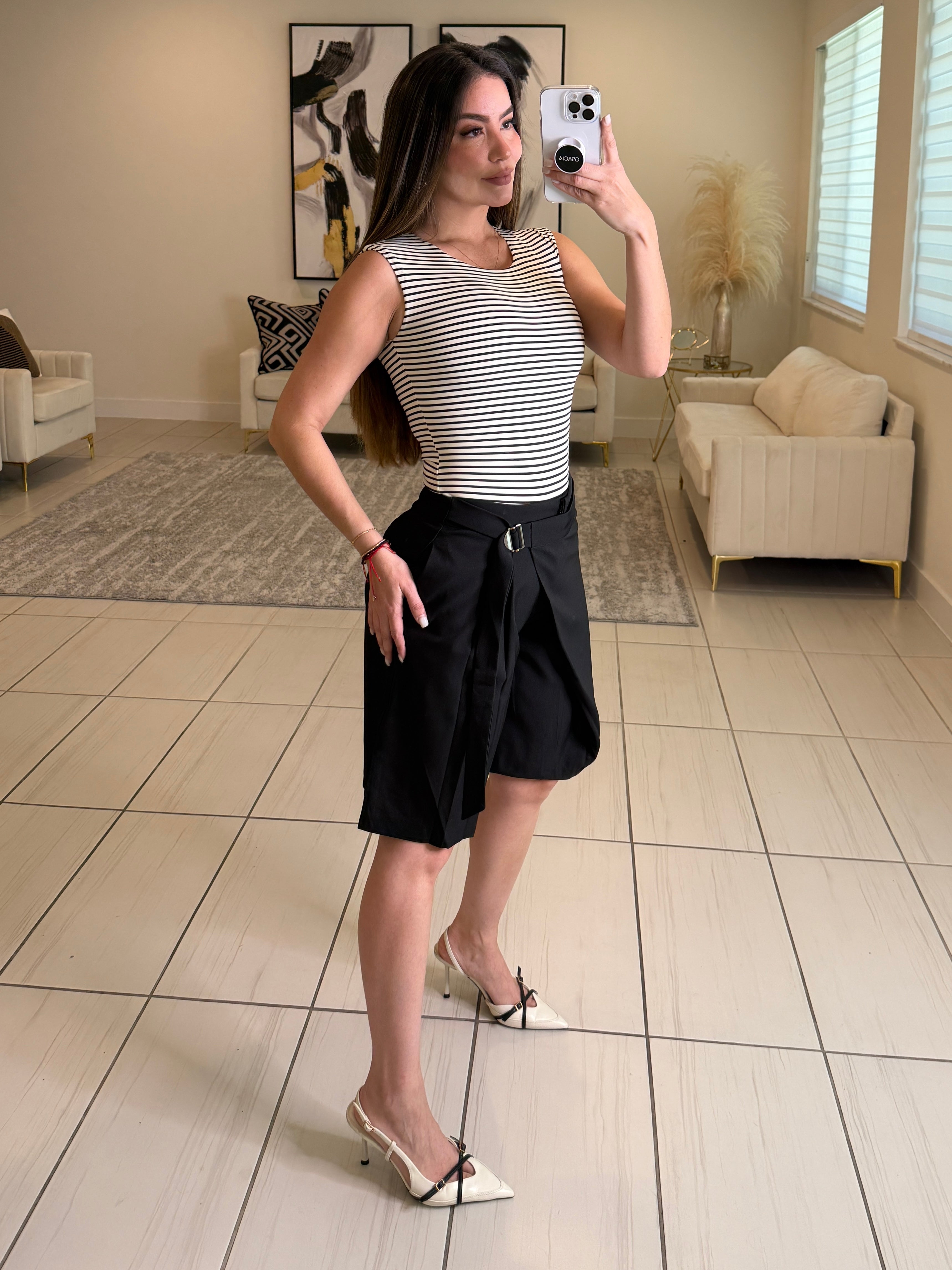 Horizontal Stripes White and Black Bodysuit