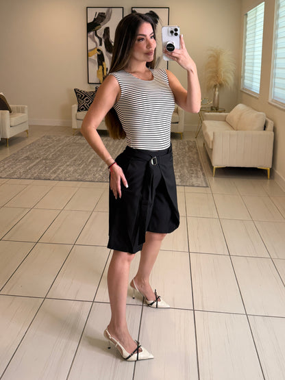 Horizontal Stripes White and Black Bodysuit