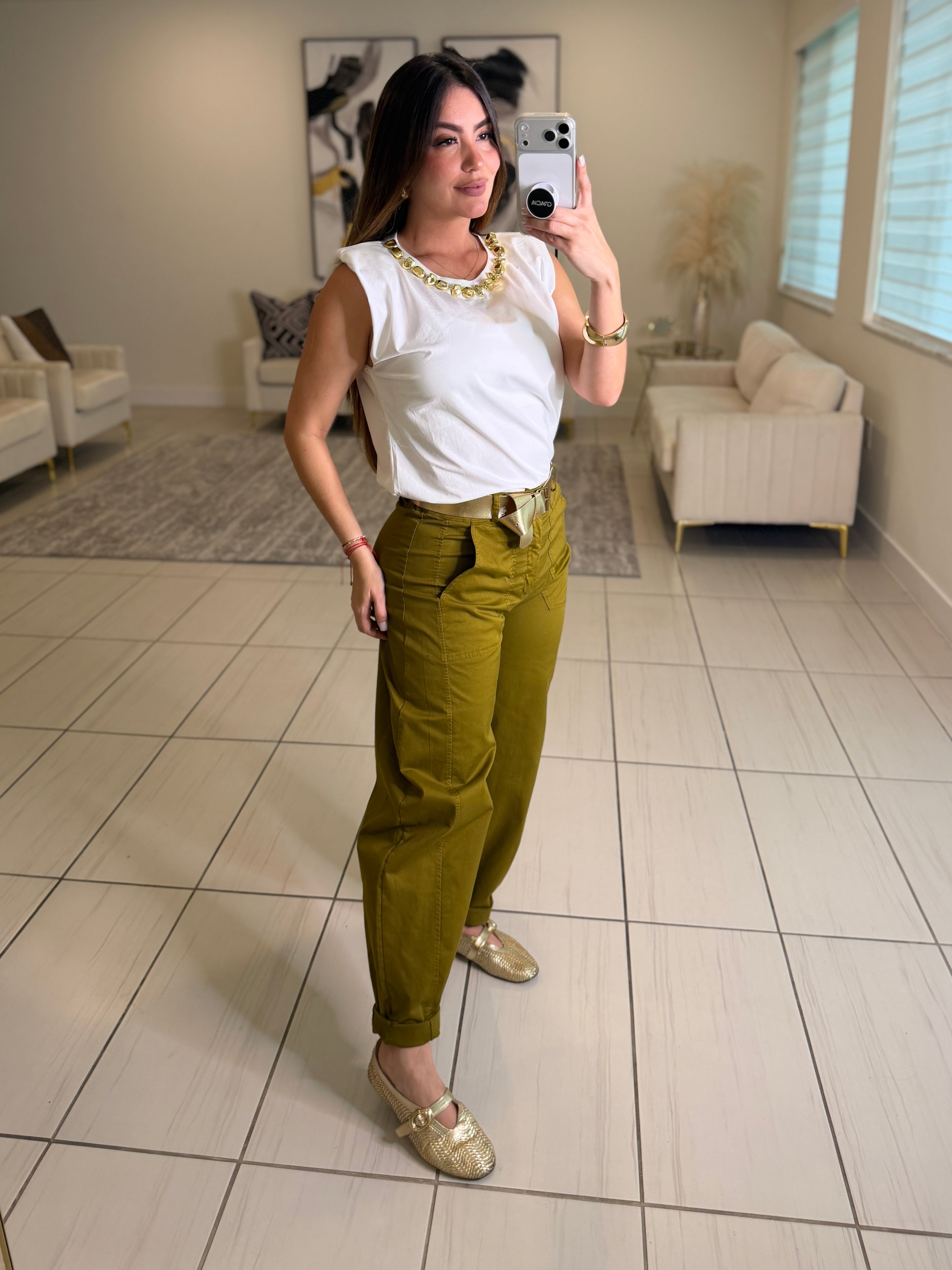 Savanna Green Barrel Pants