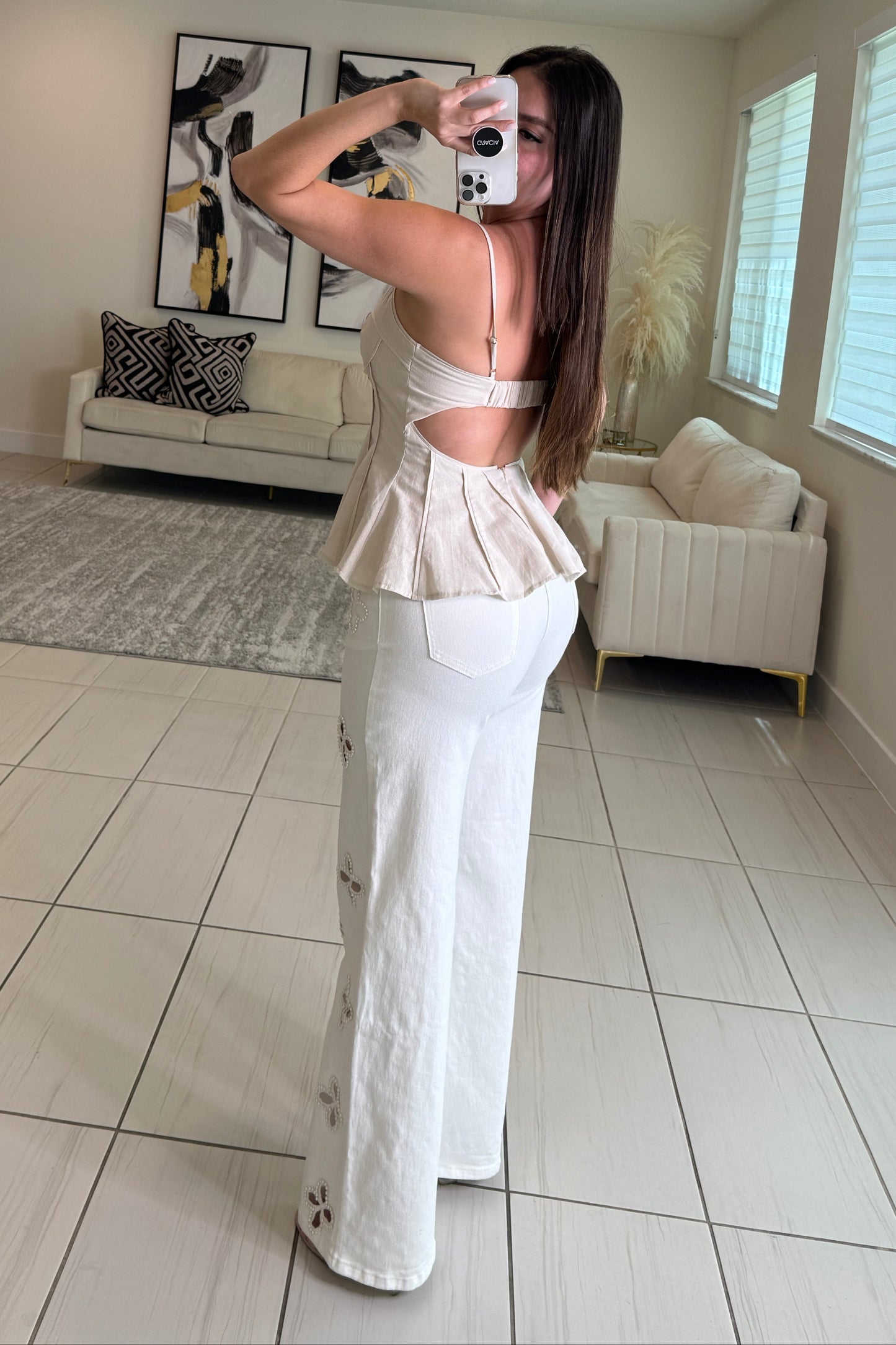 Timeless Poise Linen Beige Top
