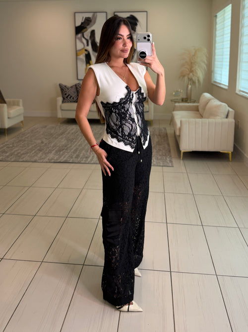 Dangerous Muse Black Lace Pants