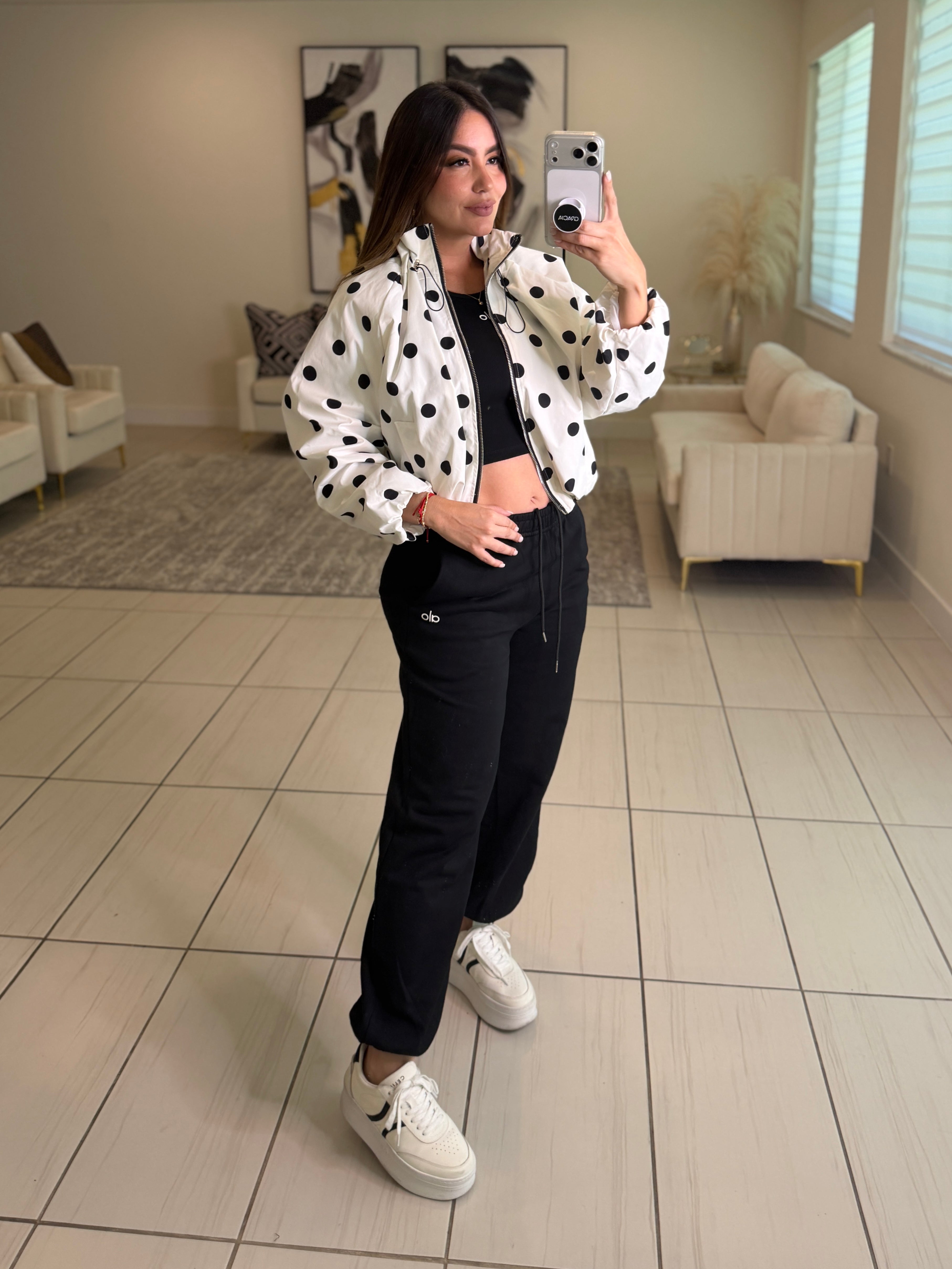 Polka Muse White Bomber Jacket