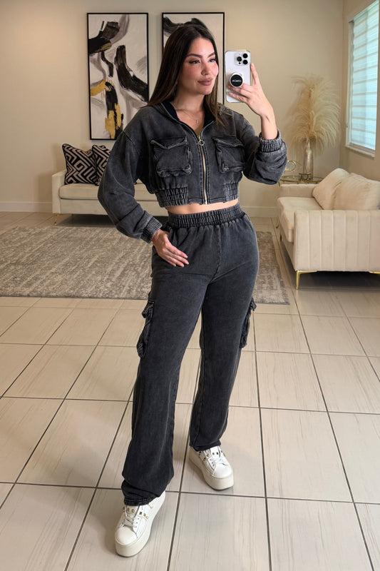 Illusionist Washed Black Pant Set