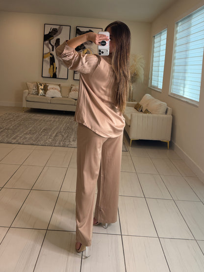 Royal Rhinestones Champagne Pant Set