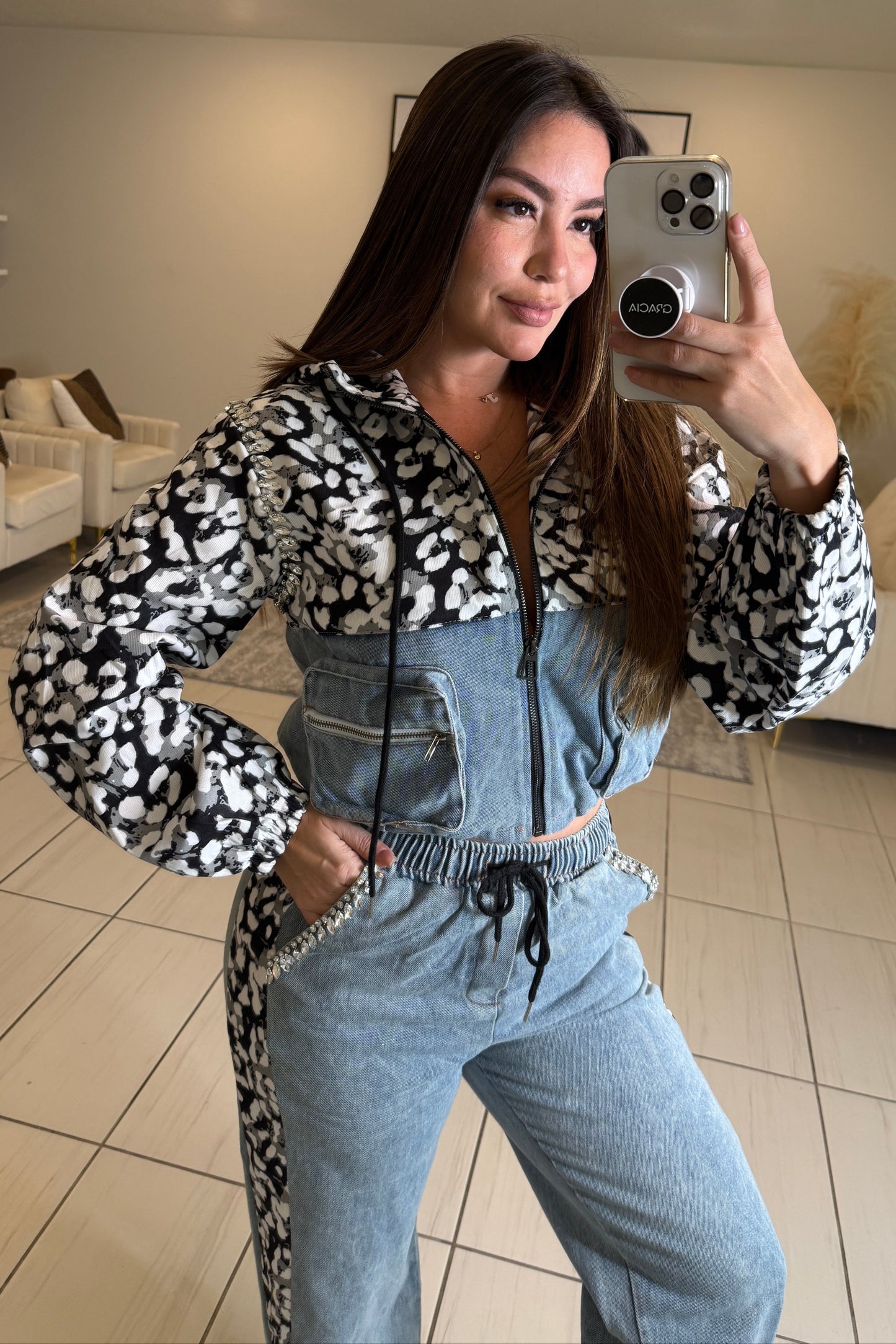 Urban Flair Leopard and Denim Comfy Set