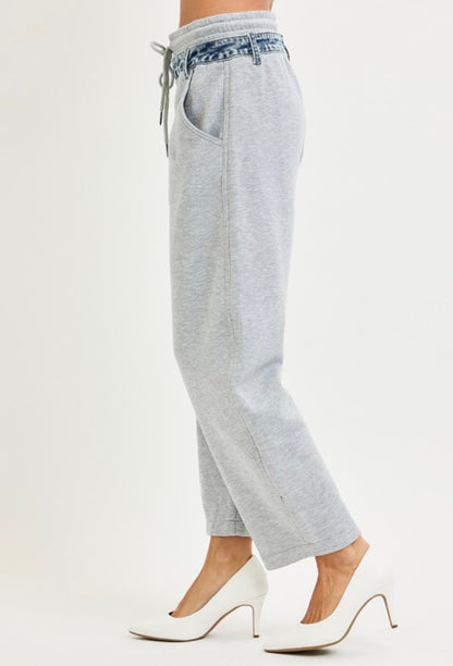 Comfy Contrast Grey and  Denim Pants