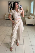 Parallel Balloon Beige Pant Set