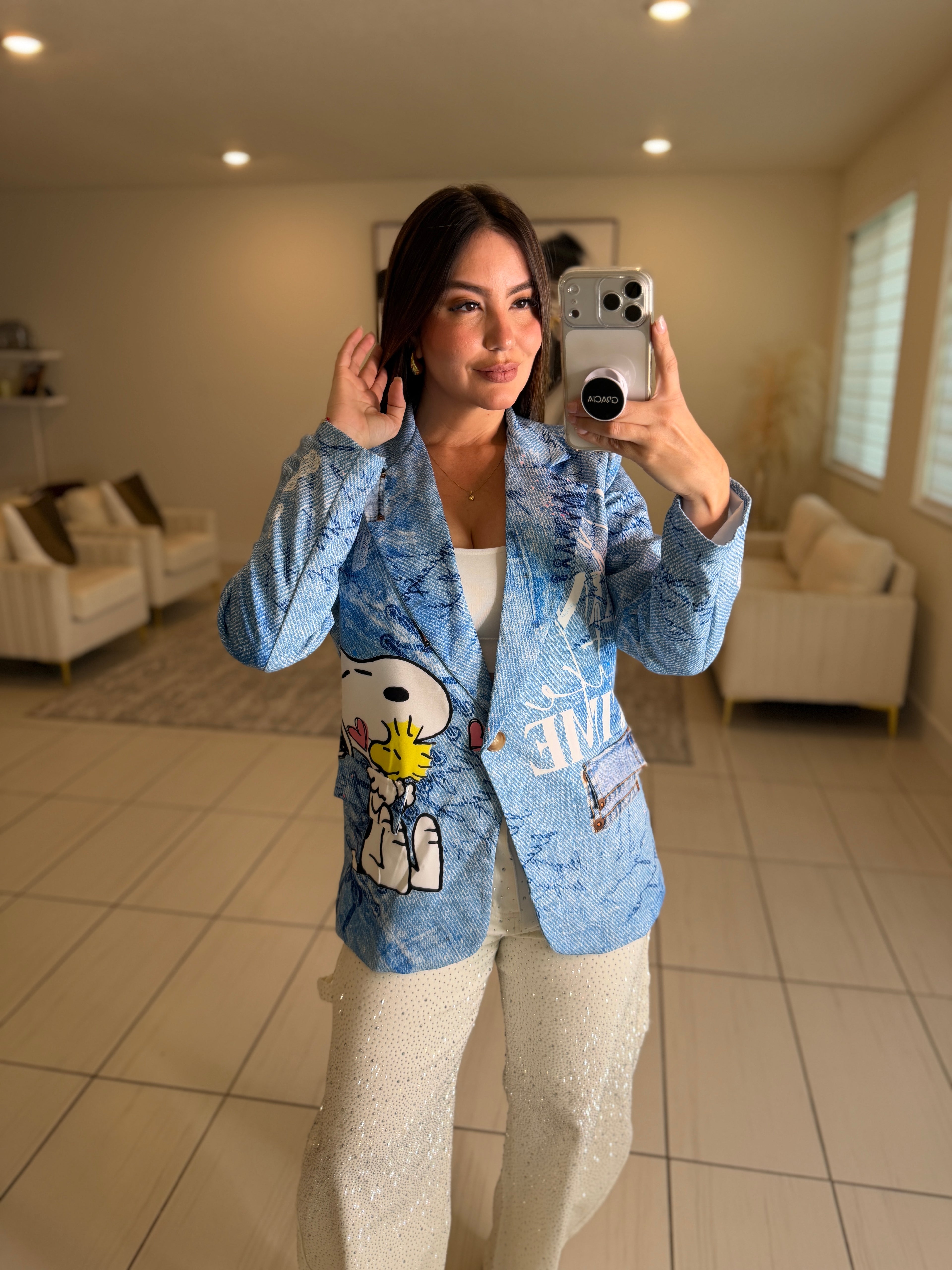 Glamorous Printed Blue Blazer