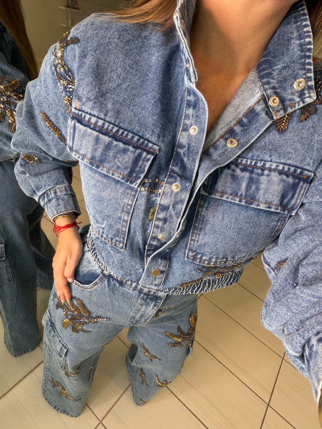 Wild Ornate Denim Pant Set
