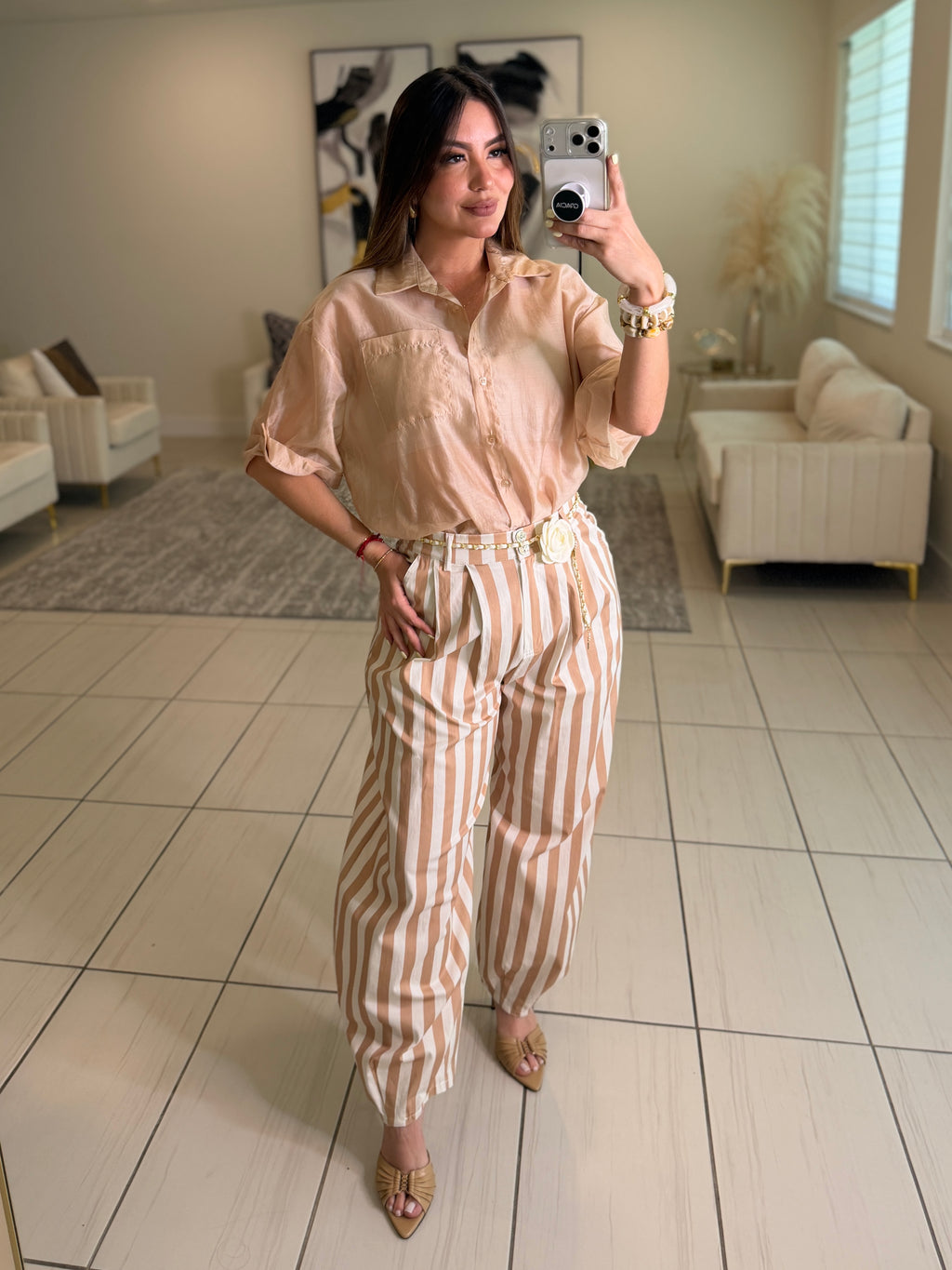 Gravity Stripes Beige Pants