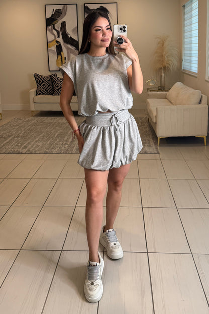 Pop Shine Grey Skirt Set