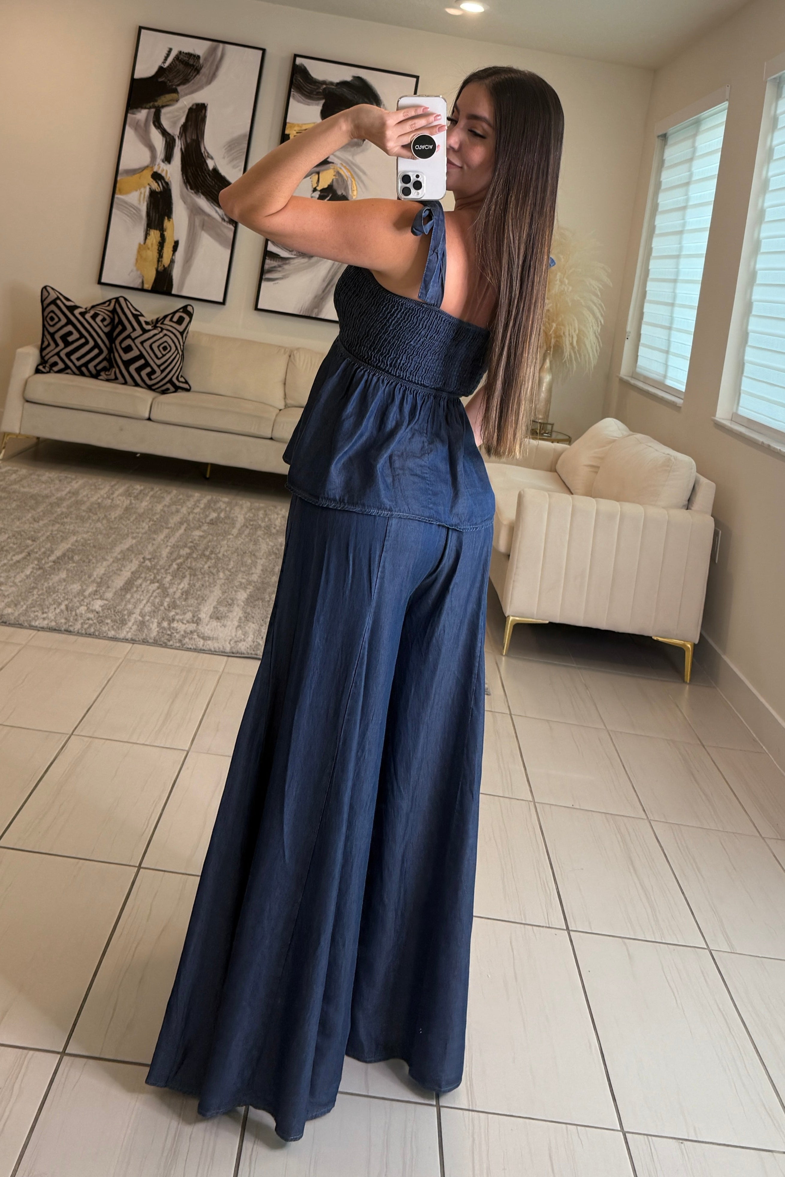 Edit Soft Denim Palazzo Pants