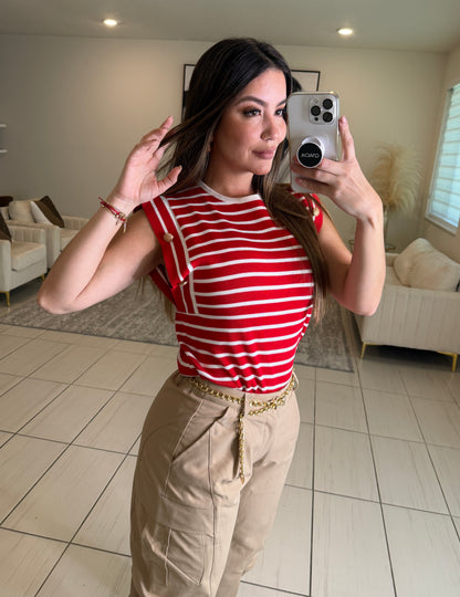 Marine Stripes Red Top