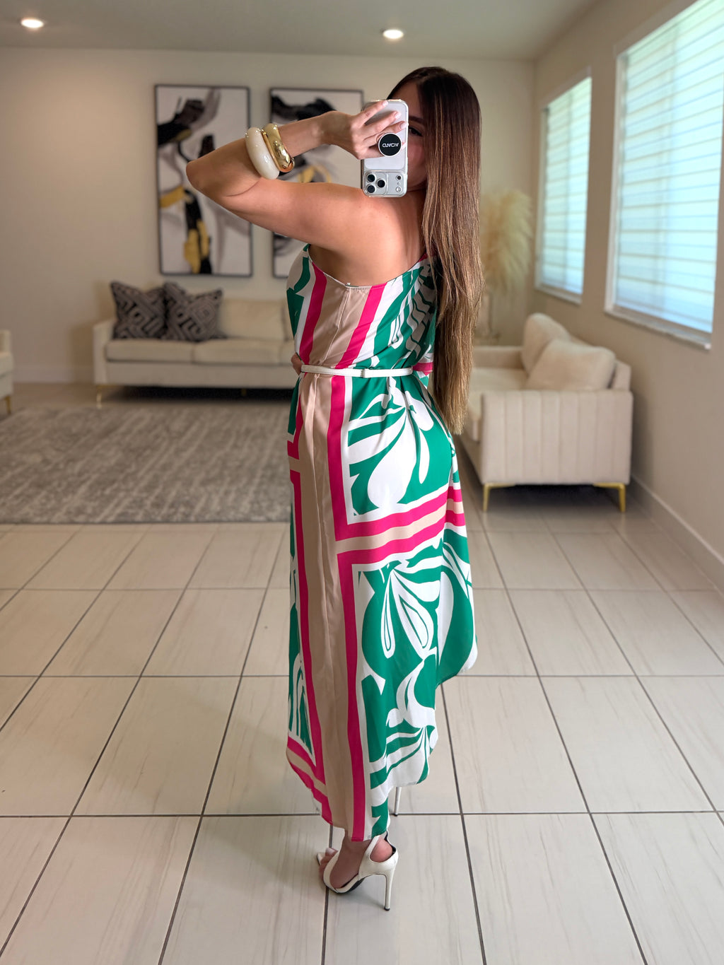 Whispered Romance Floral Green Dress