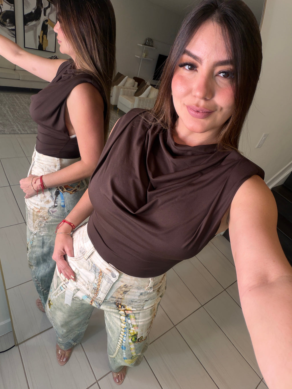 Sculpted Ease Brown Top