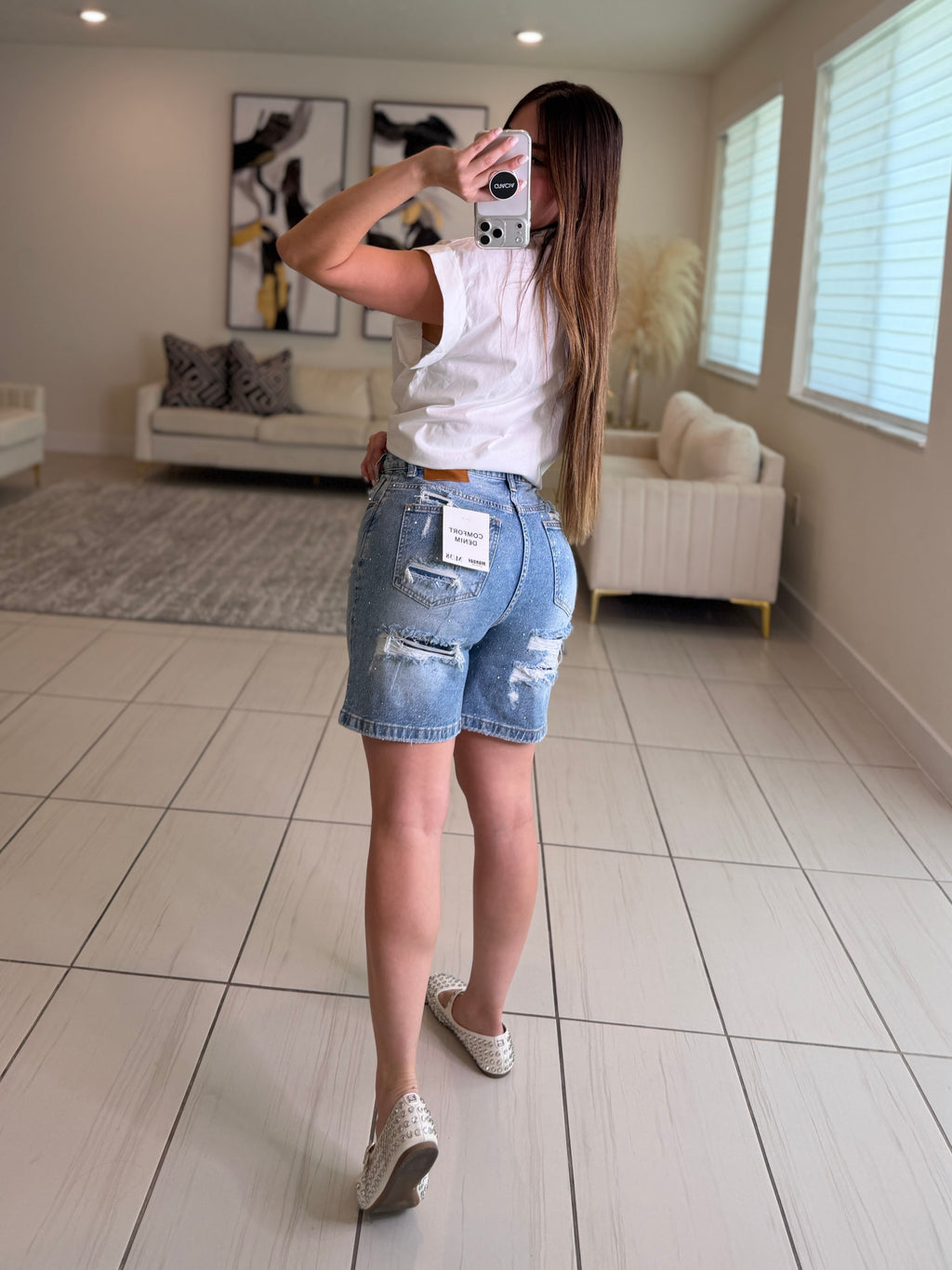 Crystal Denim Shorts