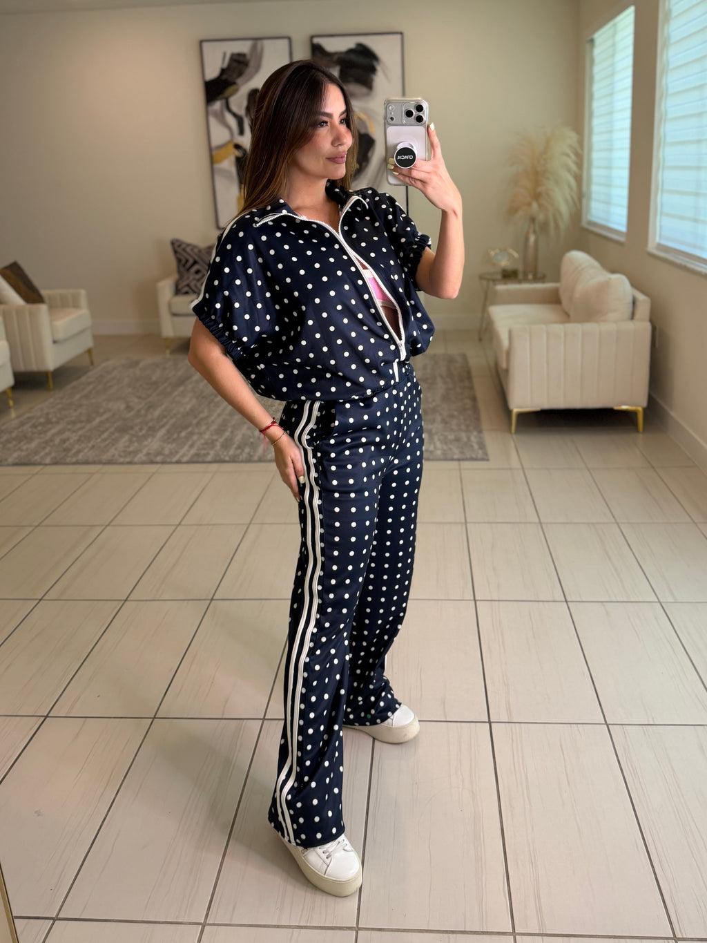 Italian Dots Navy Blue Pants Set