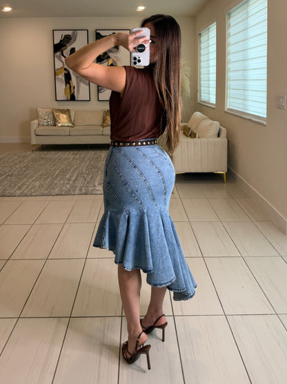 Veiled Motion Denim Skirt