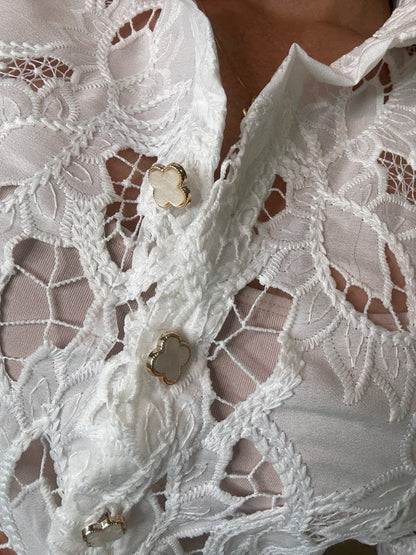 Petal Crochet White Top