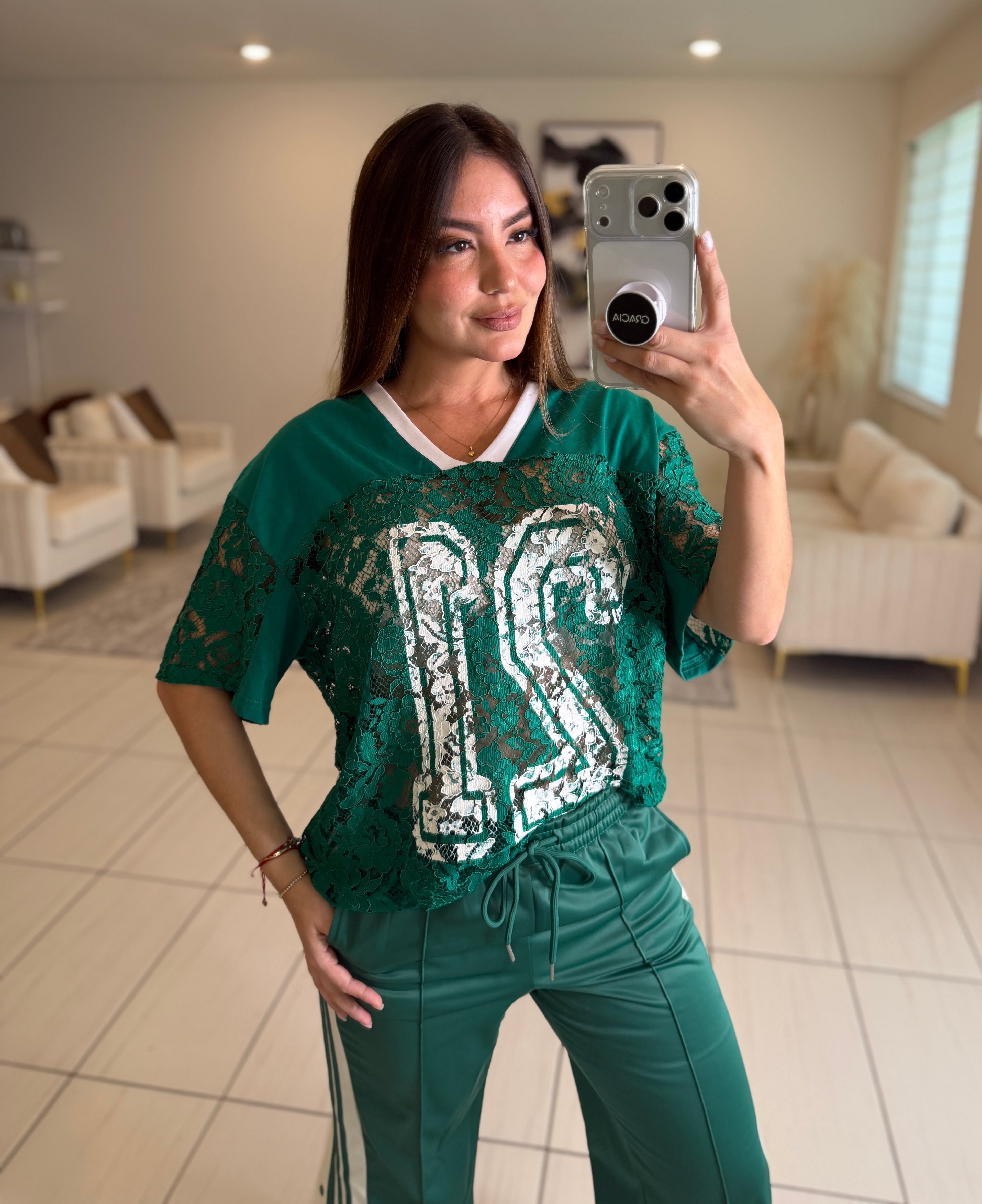 Sporty Chic Green Comfy Pant Set