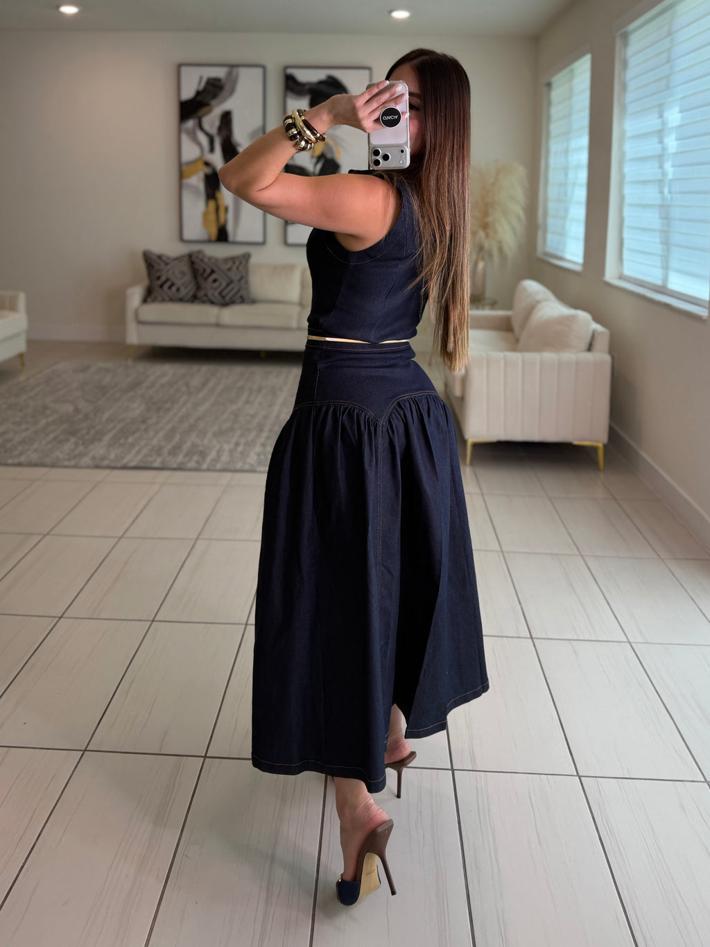 Gonna Scampanata in Denim Skirt Set