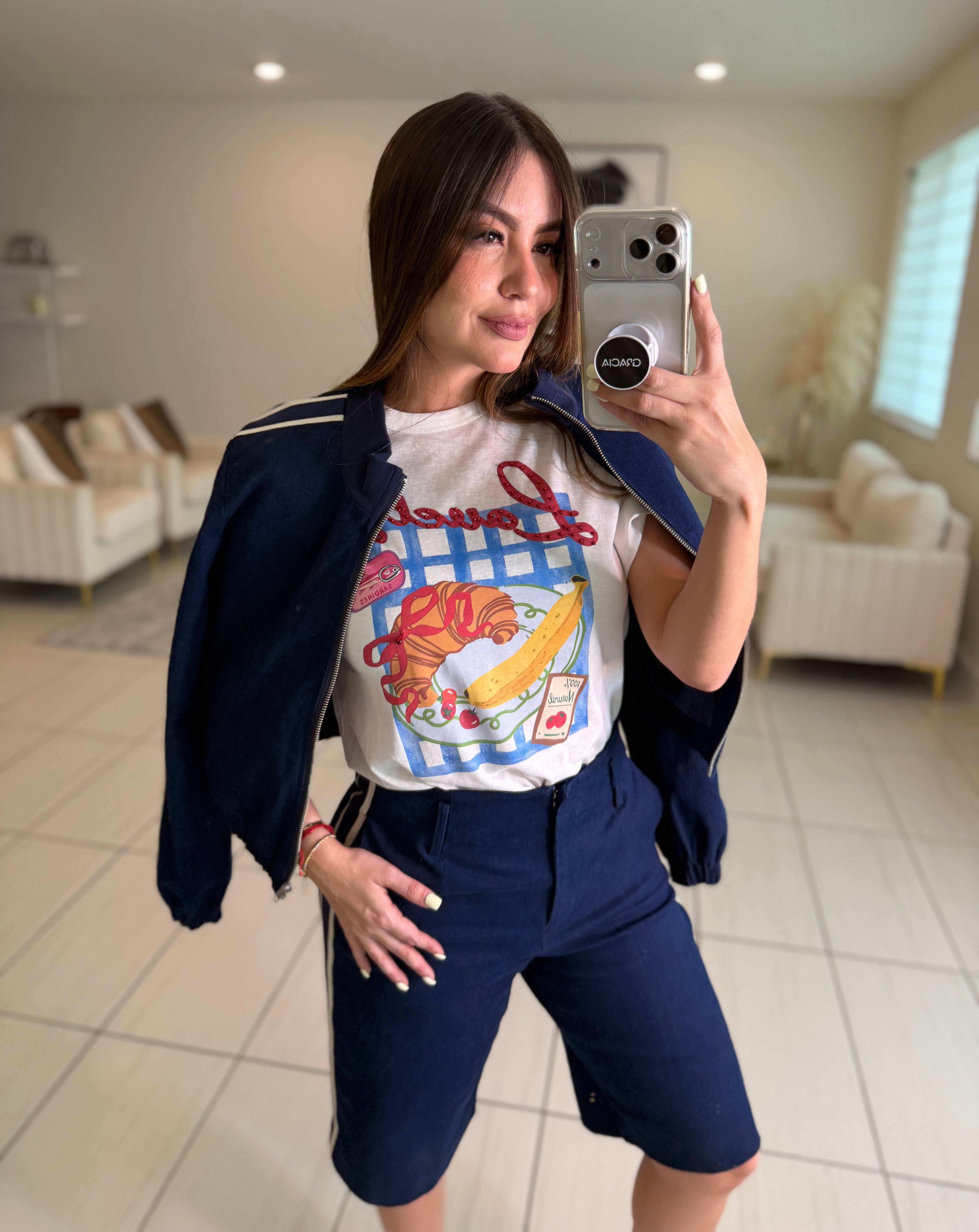 Linear Attraction Navy Blue Bermuda Set