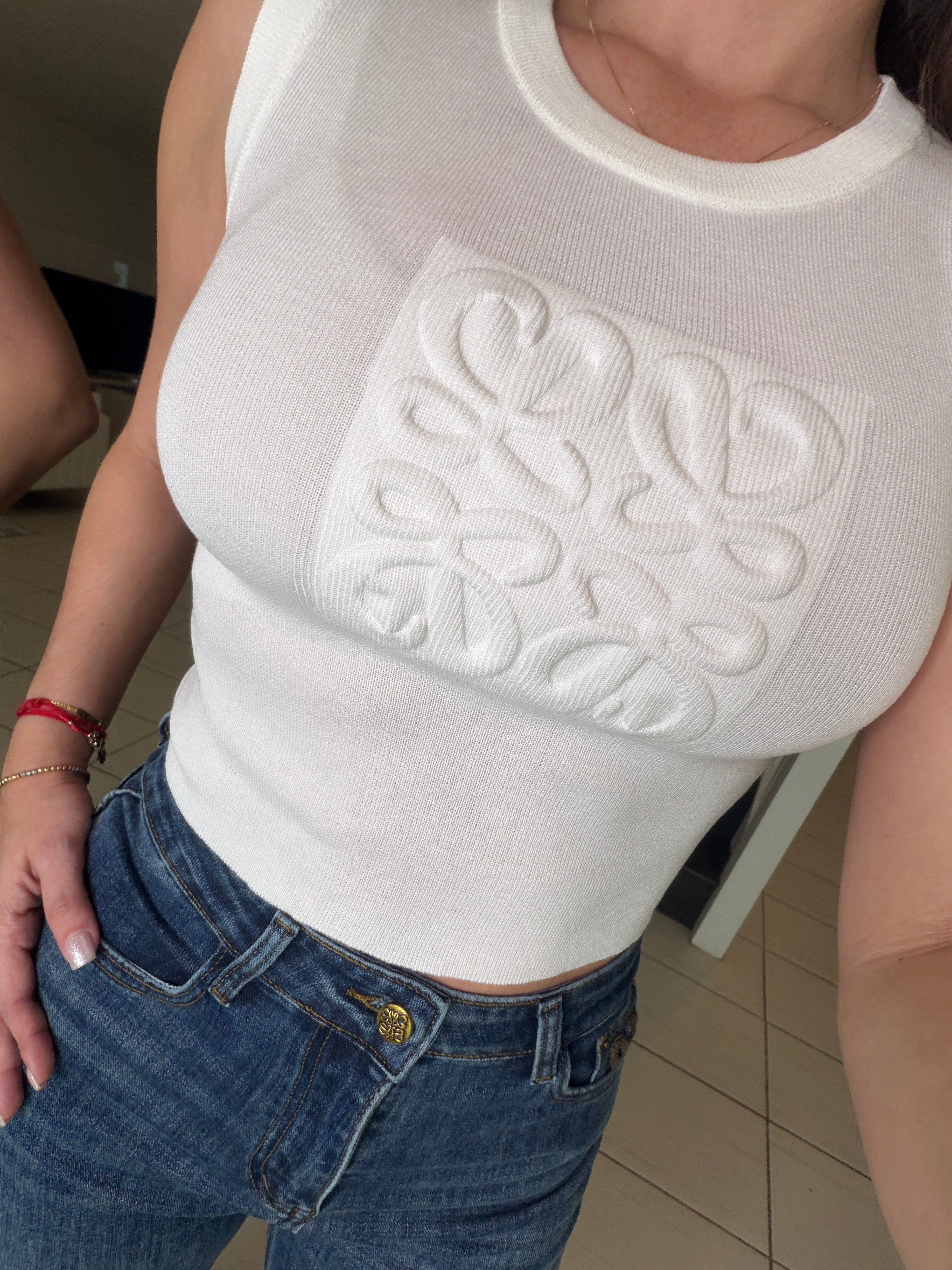 Iconic Knit White Tank Top