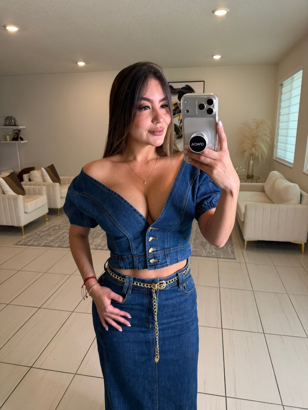 Gonna Scampanata in Denim Skirt Set