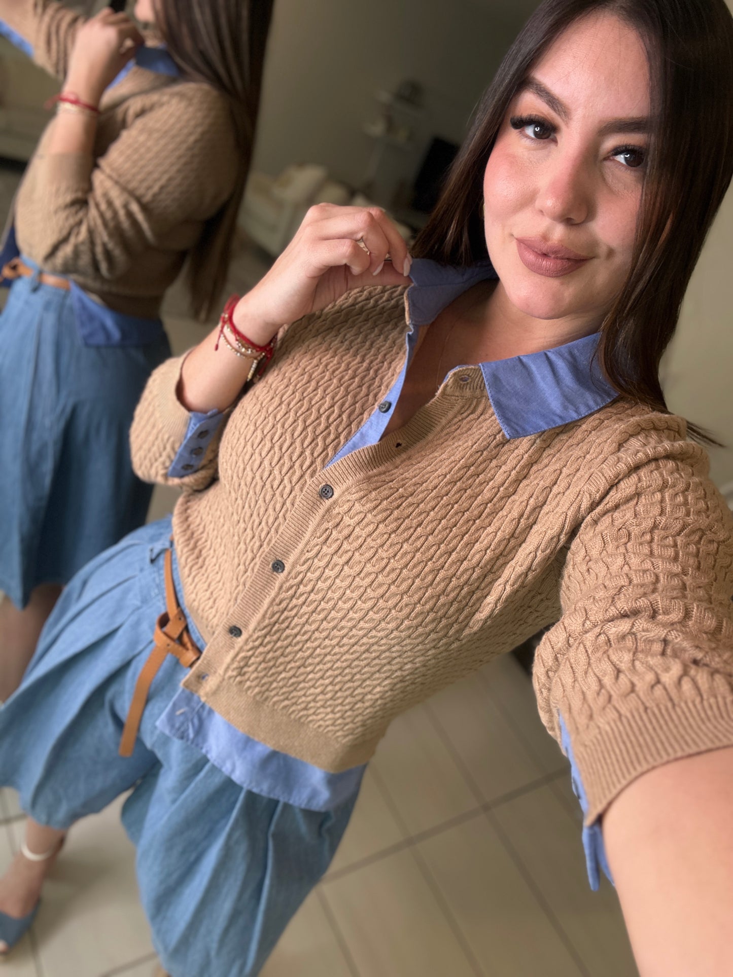 Magnetic Contrast Mocha Sweater