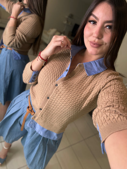 Magnetic Contrast Mocha Sweater