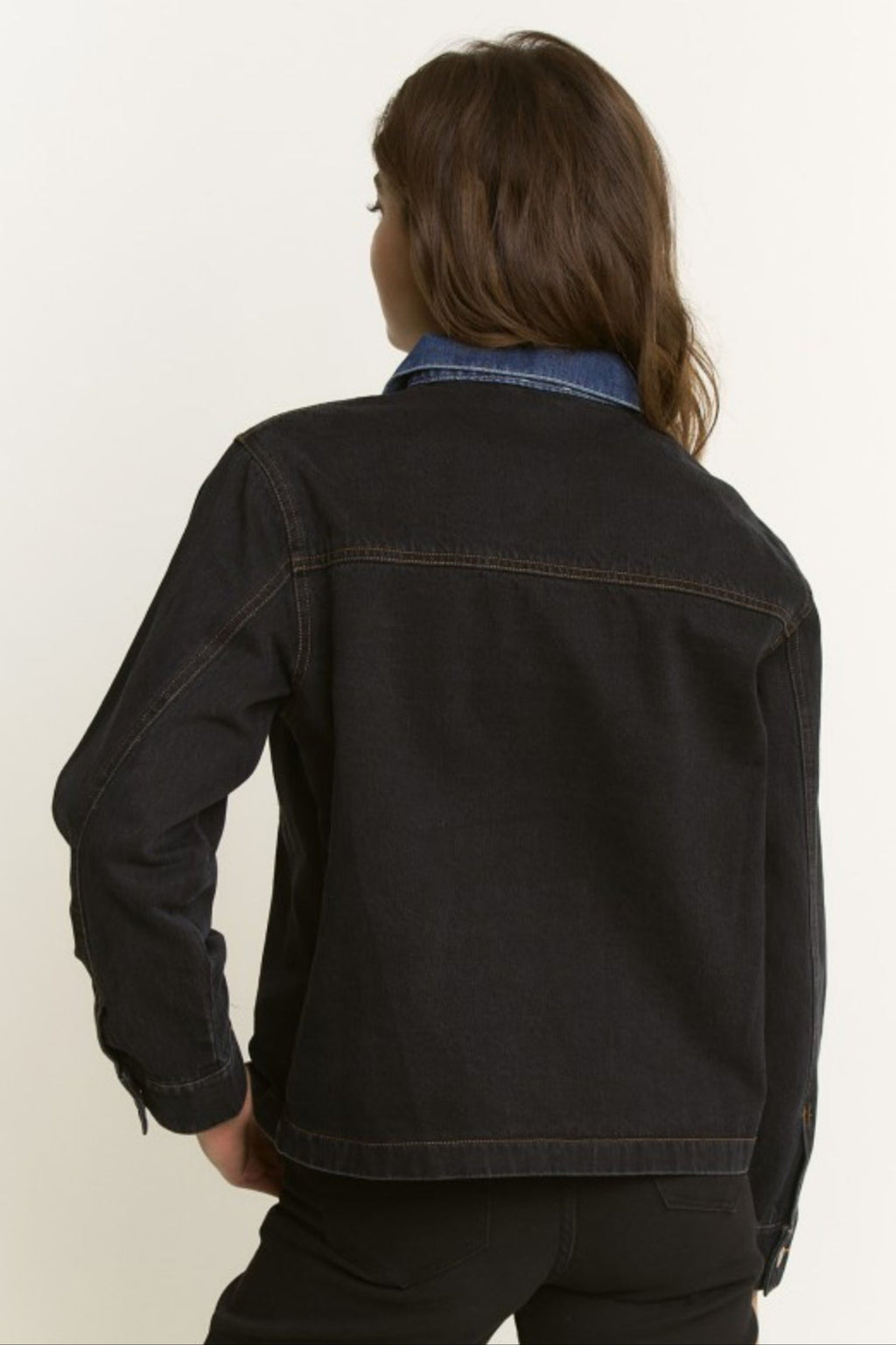 Iconic Contrast Black and Blue Denim Jacket