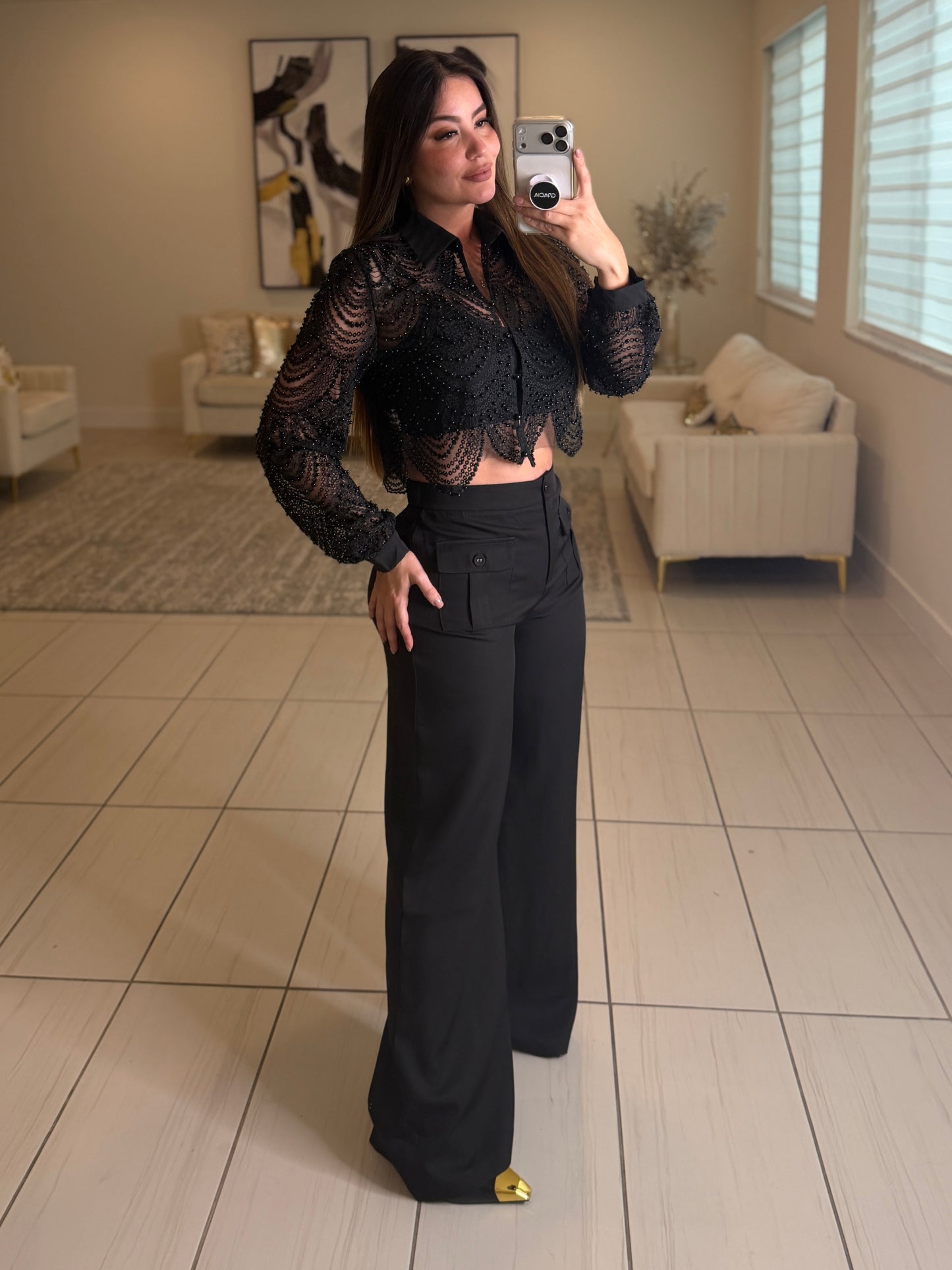 Sugar Vanilla Pearls Black Top