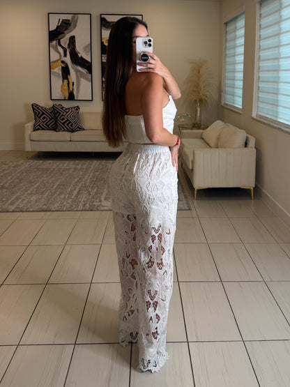 Petal Whispers White Pant