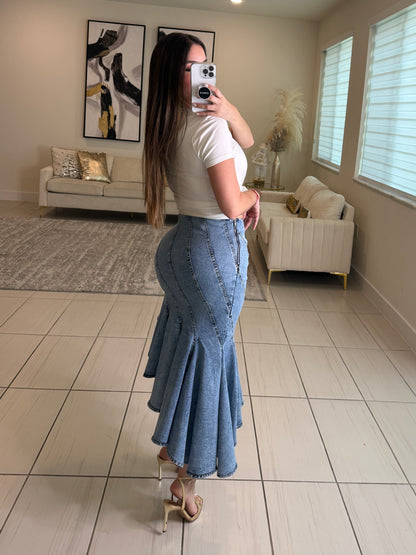 Veiled Motion Denim Skirt