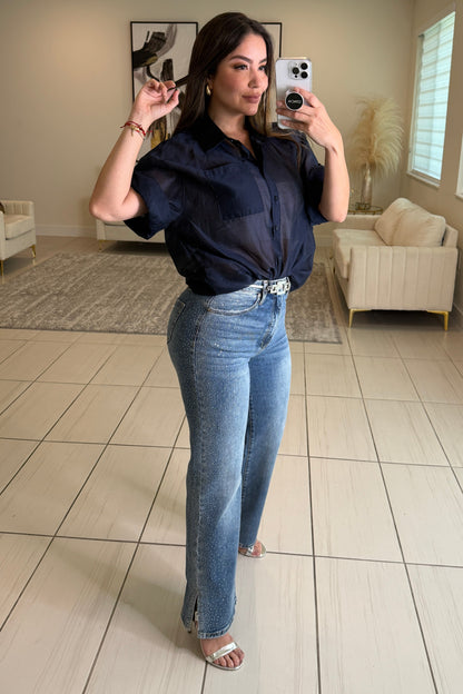 Signature Shine Blue Denim Pants