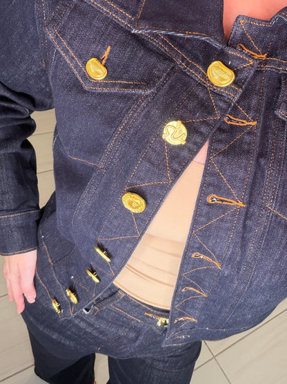 Luxe Gold Button Denim Pant Set
