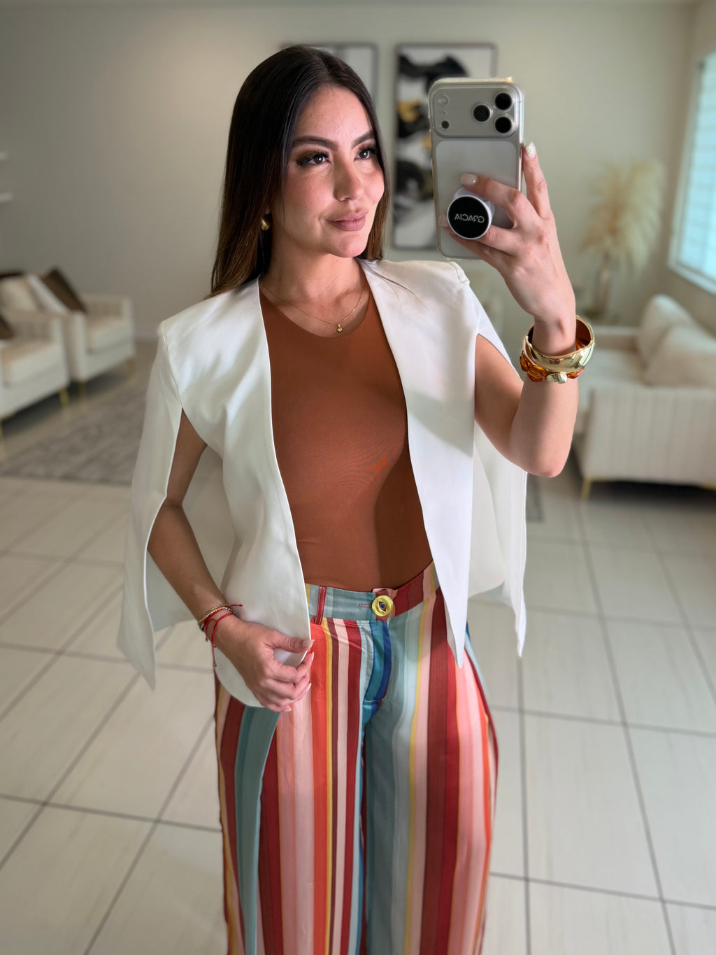 Cascading Cape White Blazer
