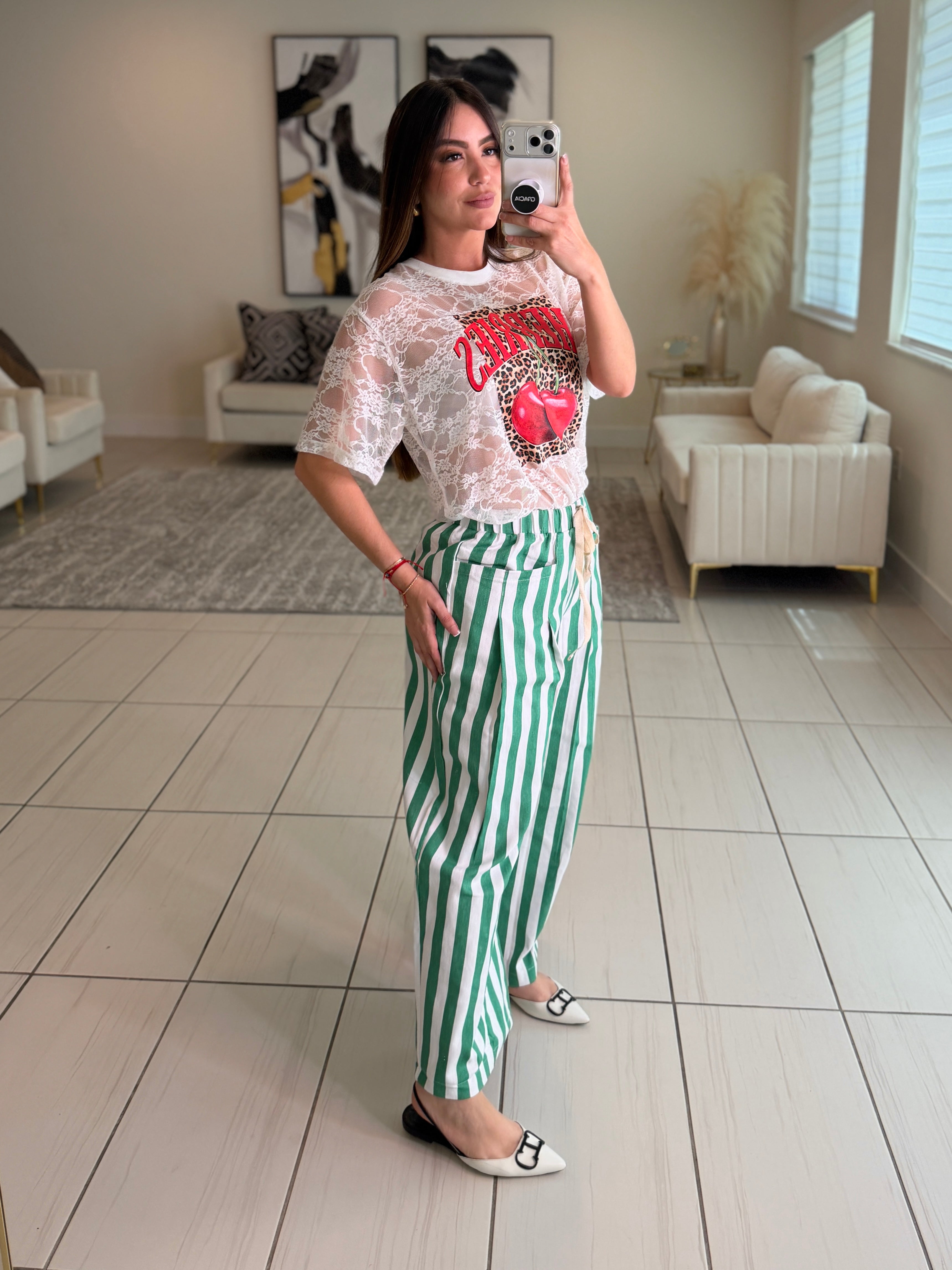 Cabana Stripes Green Pants