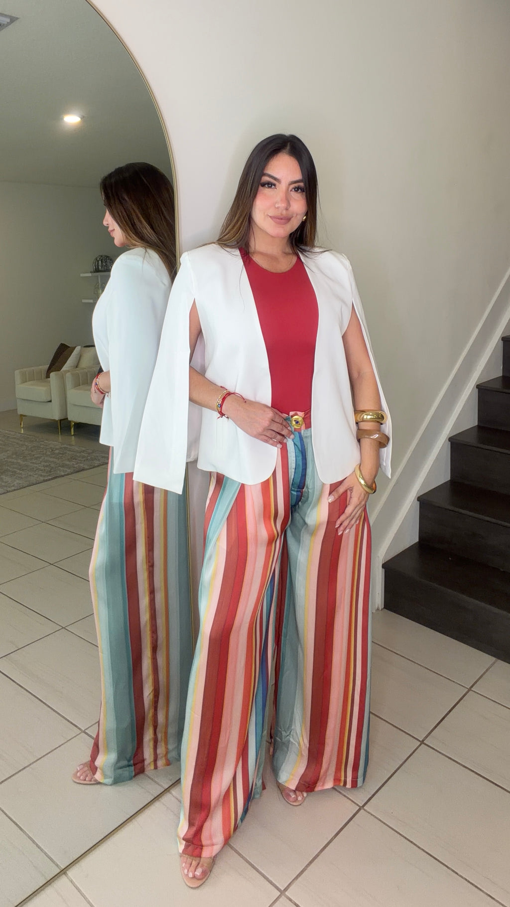 Cascading Cape White Blazer
