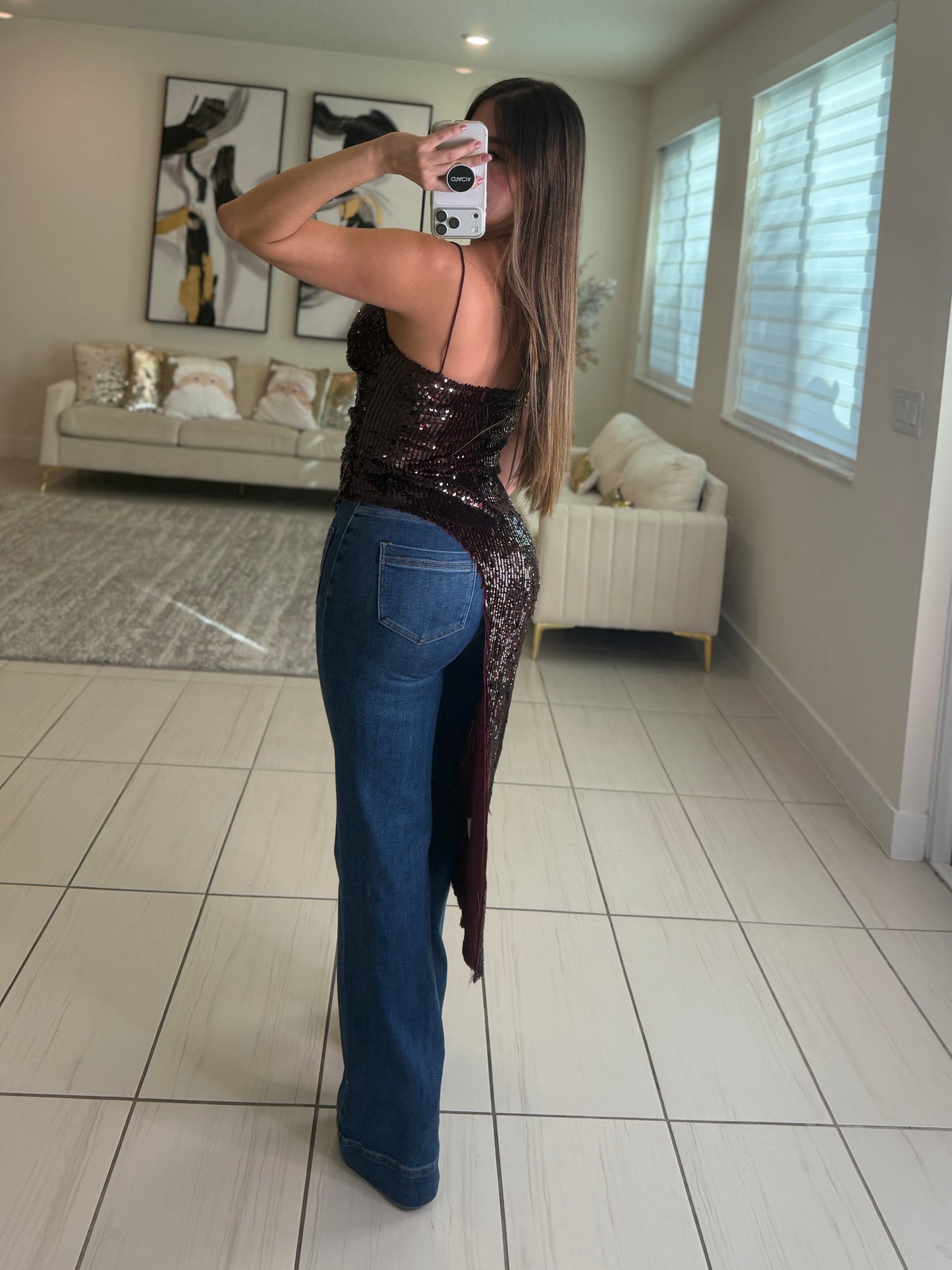 Midnight Glitz Sequin Burgundy Top