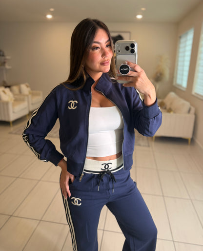 Iconic Structure Navy Blue Pant Set