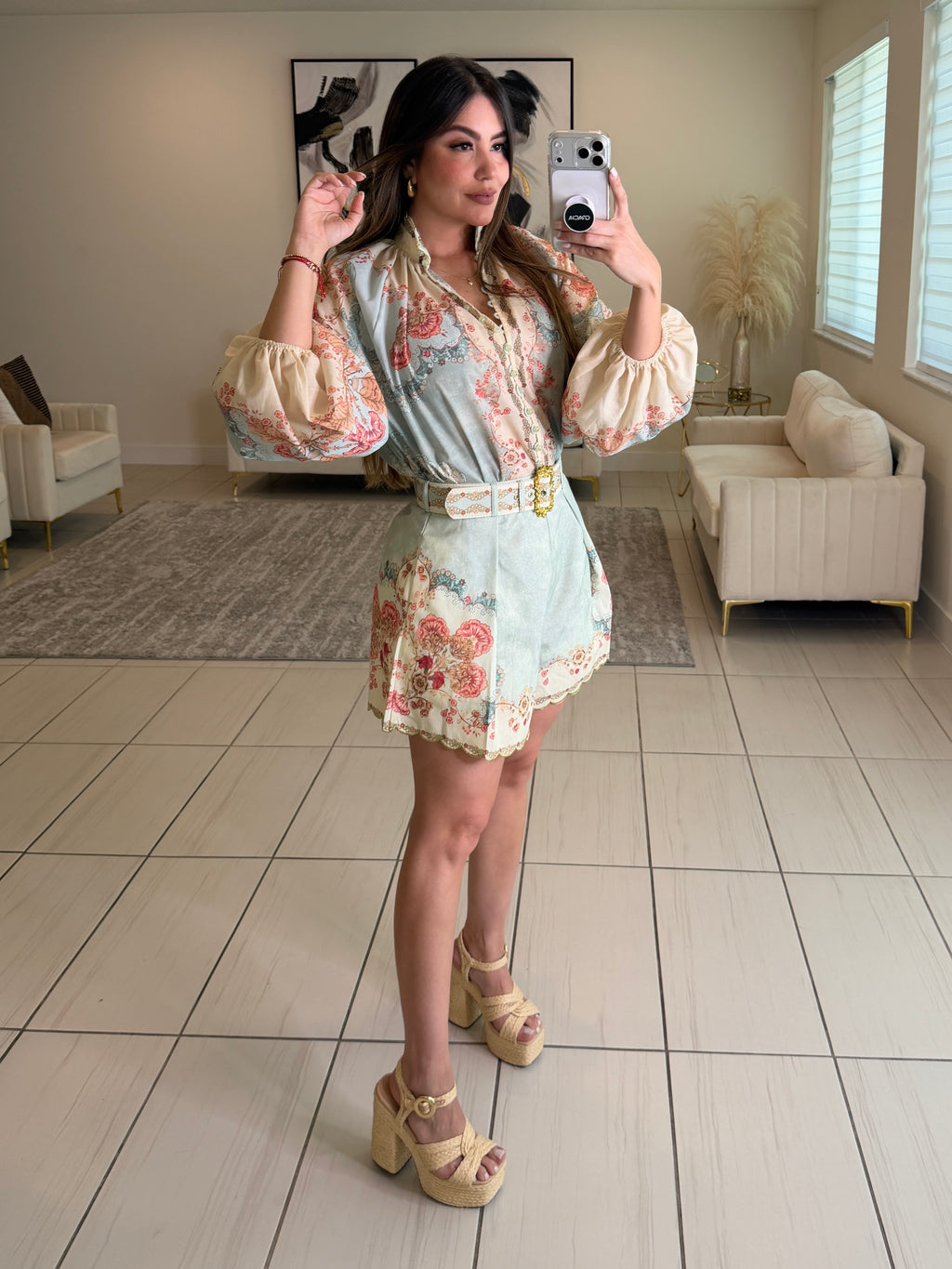 Daylight Floral Ramie Short Set