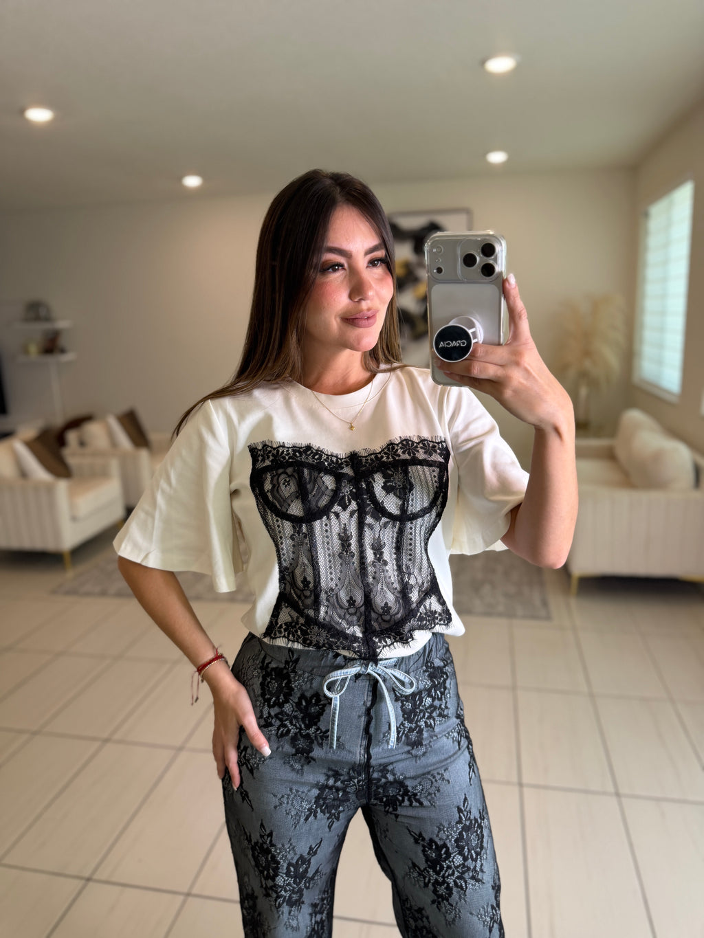 Luxe Lace Corset White Top