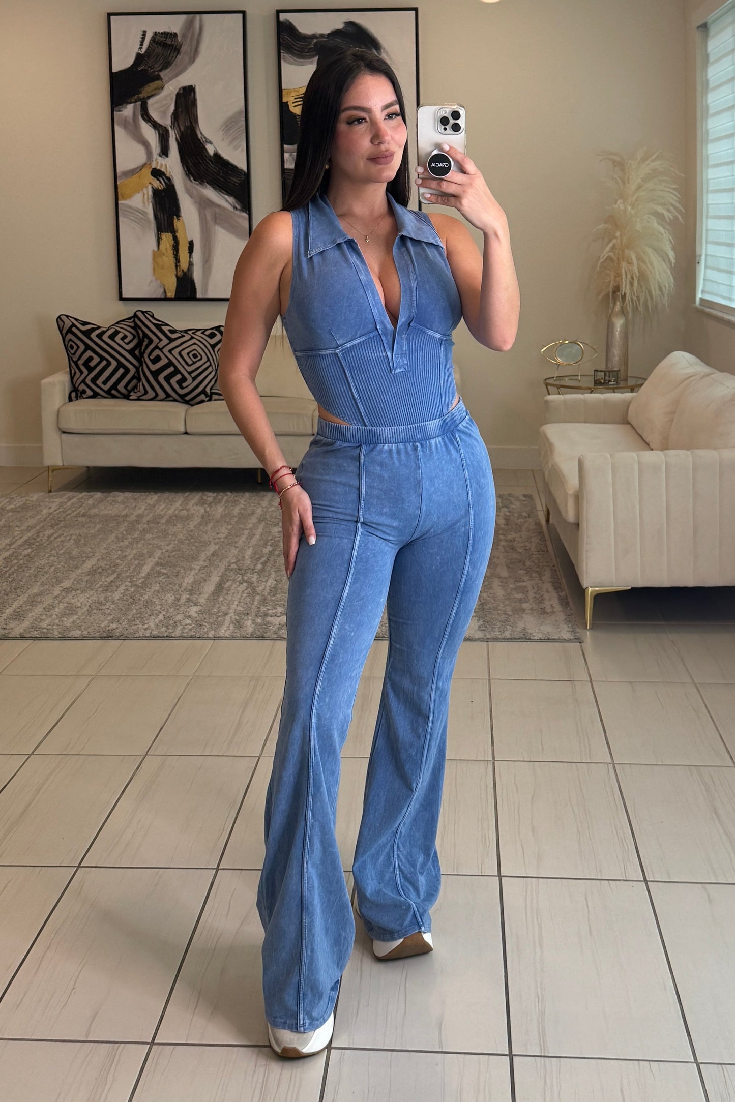 Illusionist Washed Blue Pant Set