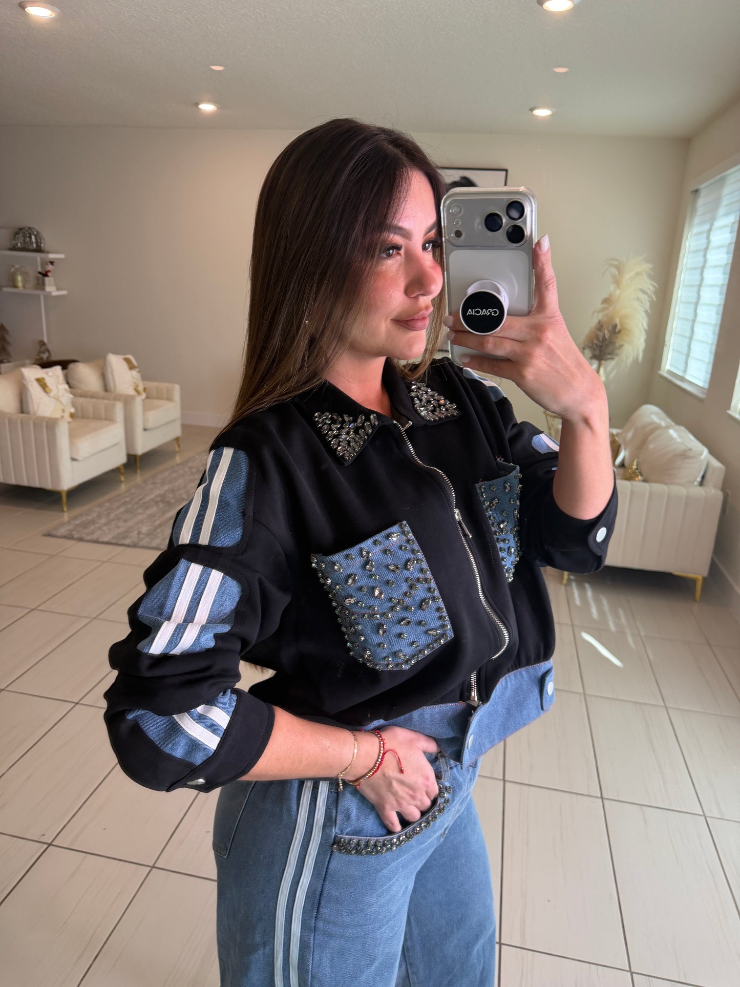 Iconic Black and Denim Contrast Set