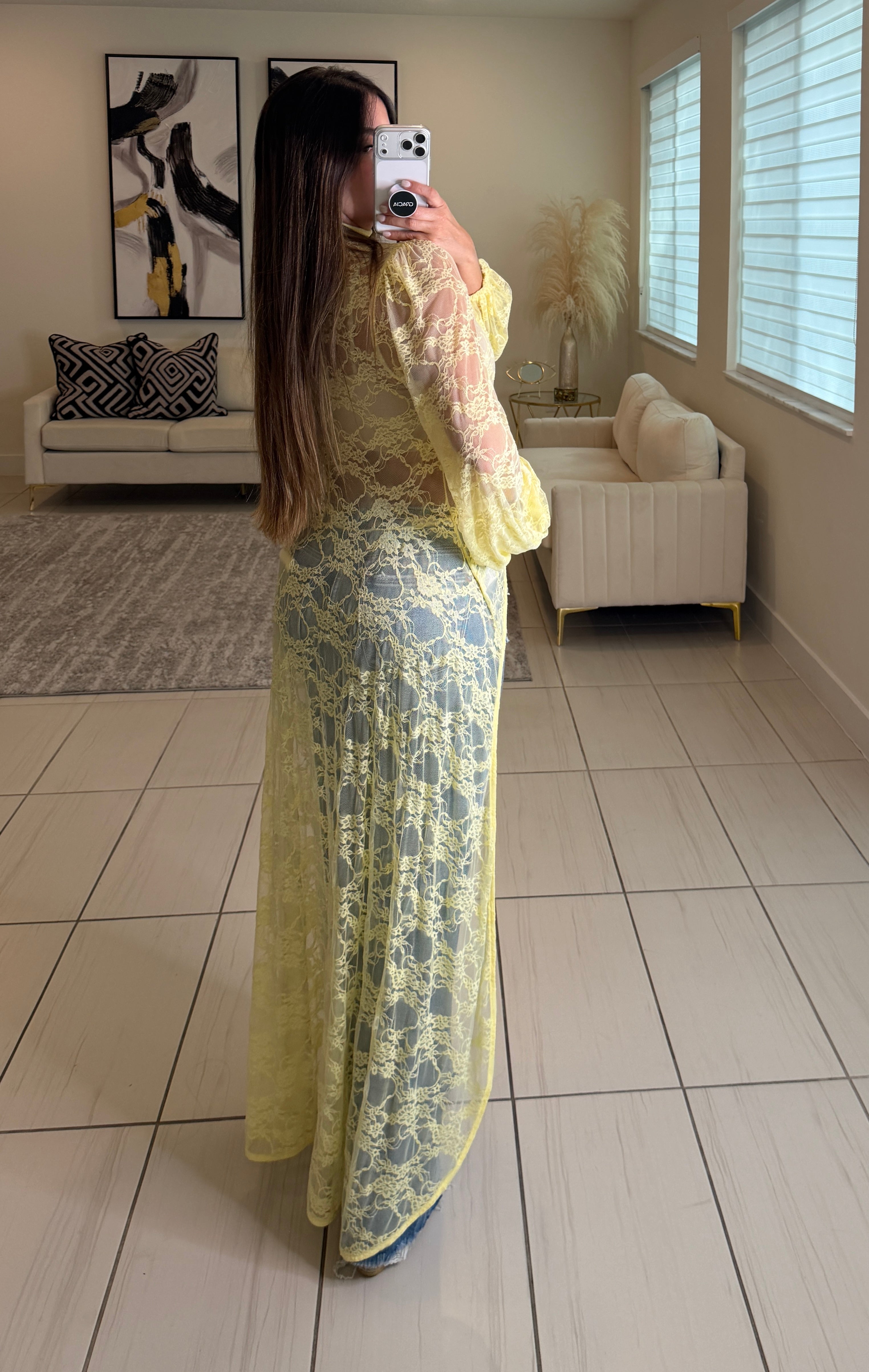 Eternal Muse Lace Yellow Maxi Top