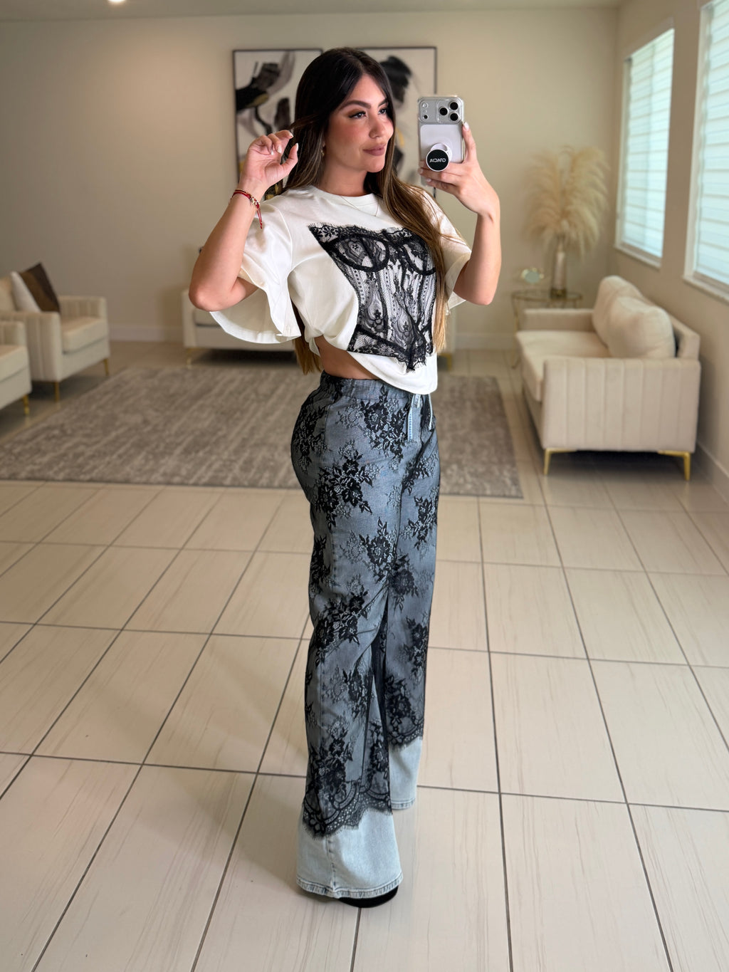 Luxe Lace Corset White Top