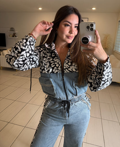 Urban Flair Leopard and Denim Comfy Set