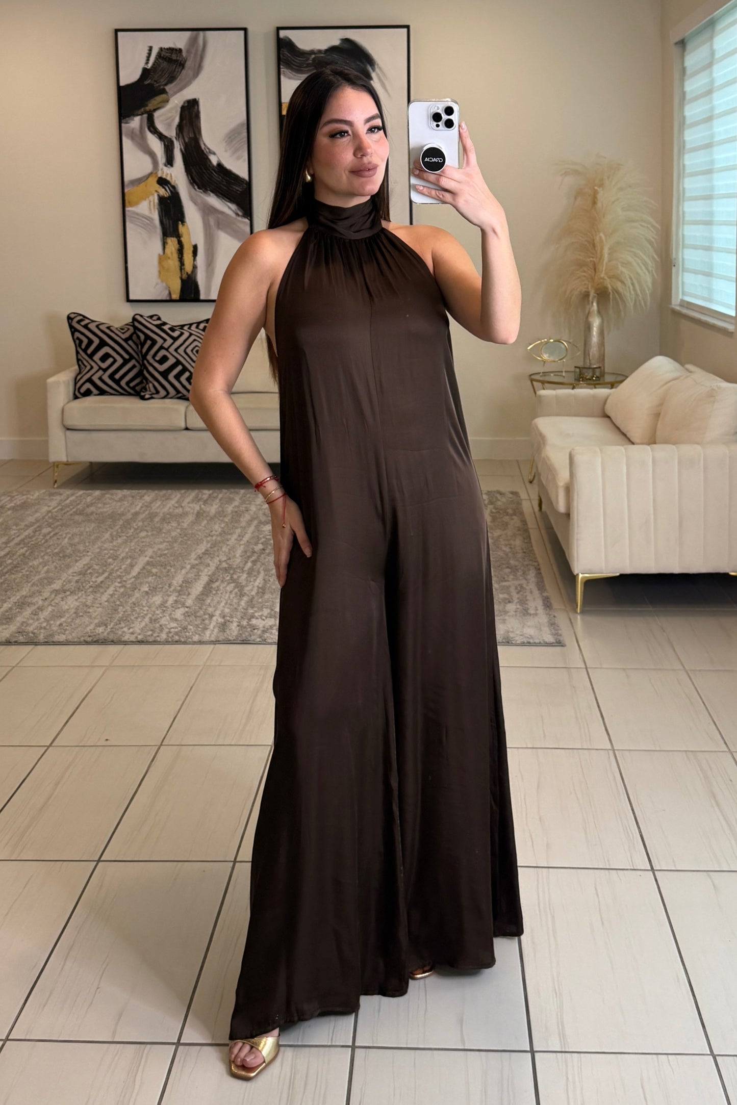 Refined Structure Brown Jumpsuit